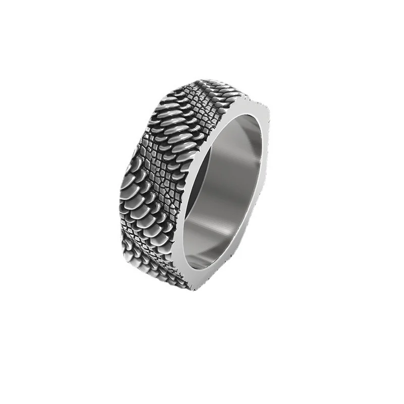 Vintage Python Wilderness Snake Scale smok Ring Men biżuteria spersonalizowany otwarty pierścionek 925 srebrne męskie akcesoria na palec — zdjęcie 7