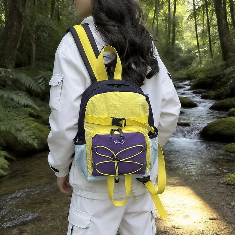 

Color Block Lightweight Casual Backpack, Portable Daypack for Adults, Ideal for Daily Commuting, Short Outdoor Hiking