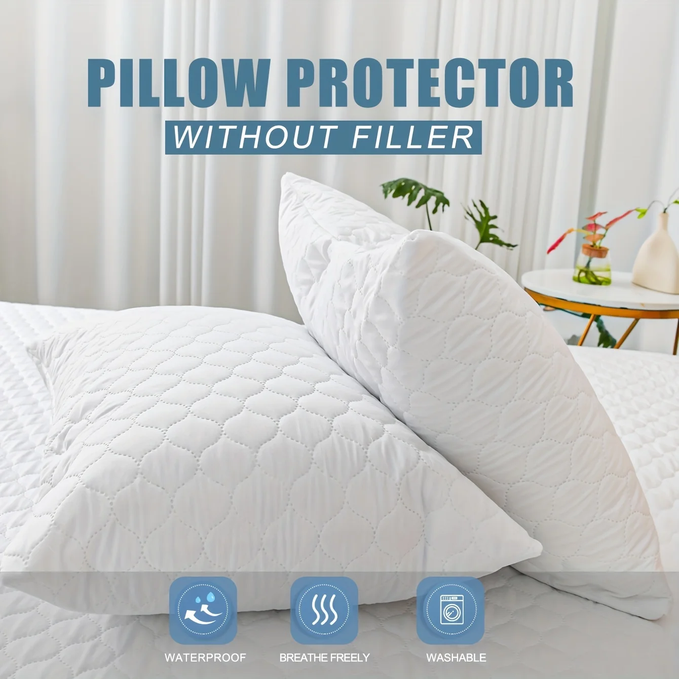 Waterproof Cushion Cover For Pillows Outer Cover Made Of Breathable With TPU Treatment Hypoallergenic Zip Pillow Protectors