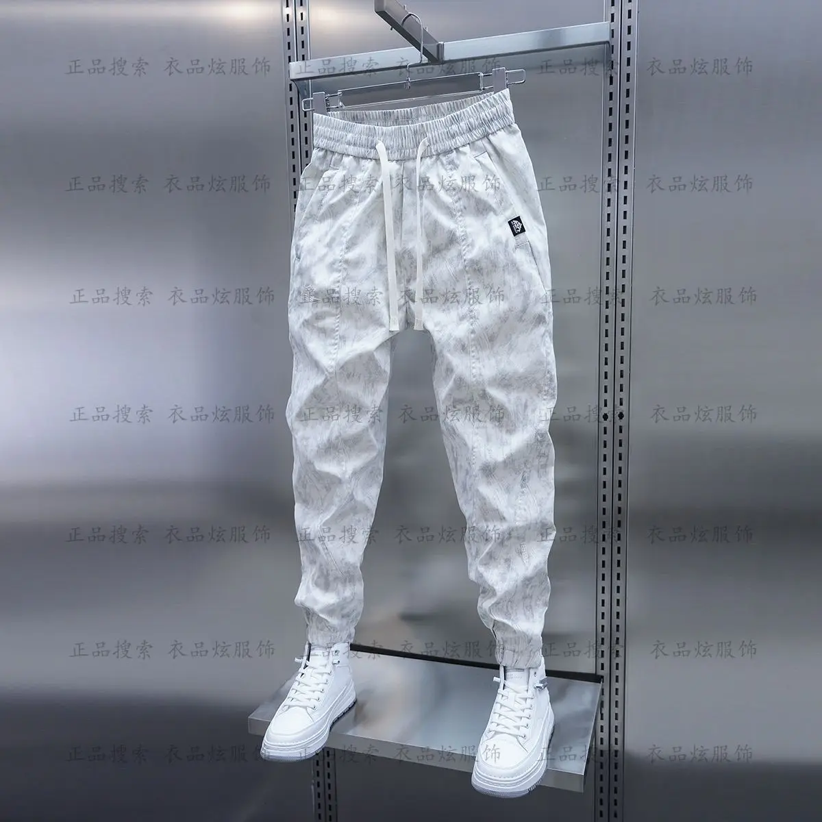 Trendy Men's Dark Flower Casual Pants Spring Summer Thin Floral Small Leggings Harlan Pants Trendy Brand Fashion Jogger Pants
