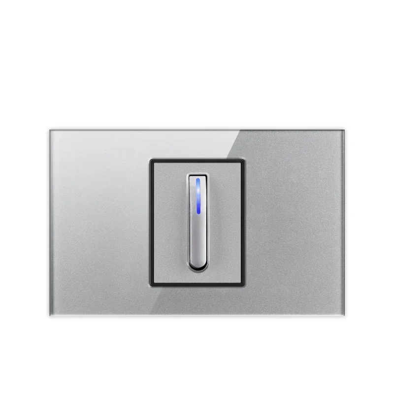 118 Type Piano Key Grey Tempered Glass Fashionable Switch Socket American British European Standard Universal Socket