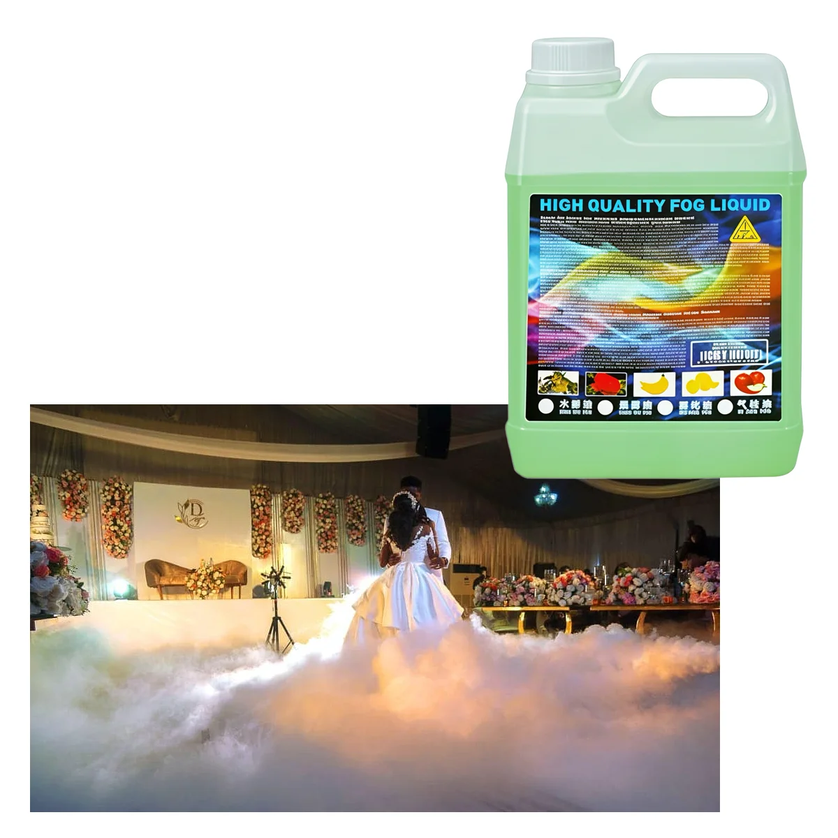Machine à fumée manuelle 2000W, liquide de brouillard d'eau non toxique de haute pureté pour l'éclairage de scène et les effets DJ