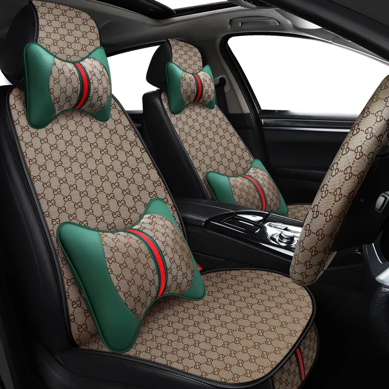 

car interior accessories universal size luxury leather car seat cover 3d branded designer full set for benz jeep