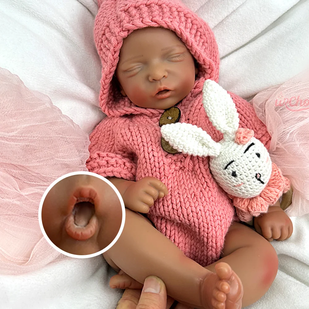 

18" Washable Black Silicone Reborn Baby Girl Painted/Unpainted Lifelike 3D Skin Visible Veins Weighted Newborn Doll Therapy