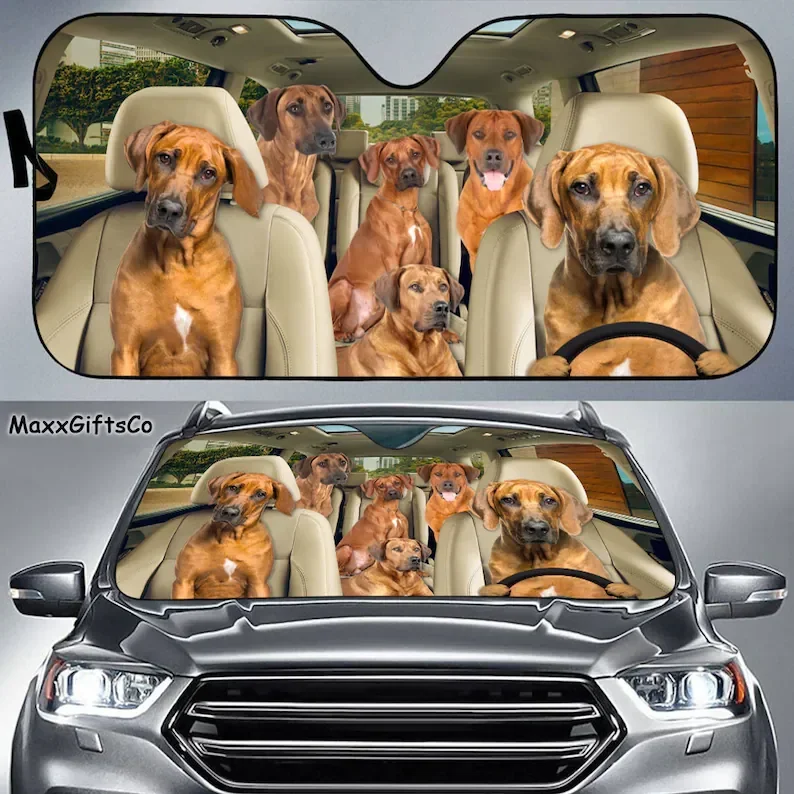 Rhodesian Ridgeback Car Sun Shade, Rhodesian Ridgeback Windshield, Dogs Family Sunshade, Dog Car Accessories, Car Decoration, Gi