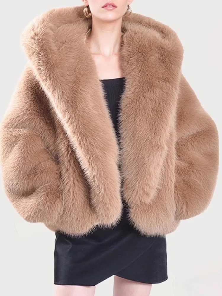 Winter Coats Fur Coat Women Fluffy Top Coat with Hooded Winter Fur Jacket Manteau Femme Furry Cropped Faux Fur Coats Womens