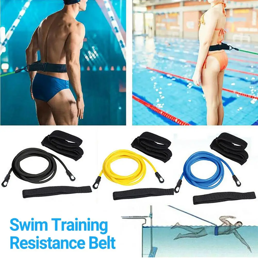 Swimming Resistance Belt Trainer Neoprene Adjustable Load Bearing Swim Training Stretchy Band Speed Improve for Swimming Pool