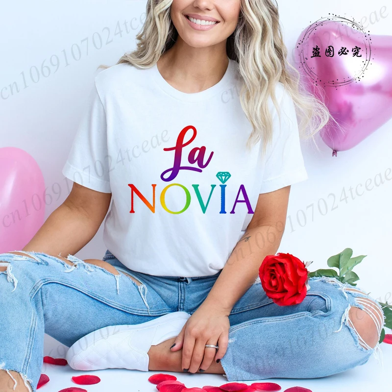 Colorful Bridesmaid Tribe Spanish Printed T-shirt Tops Fashion Casual Tops Tribu De La Novia Graphic Summer Tees Pink Tops Gifts