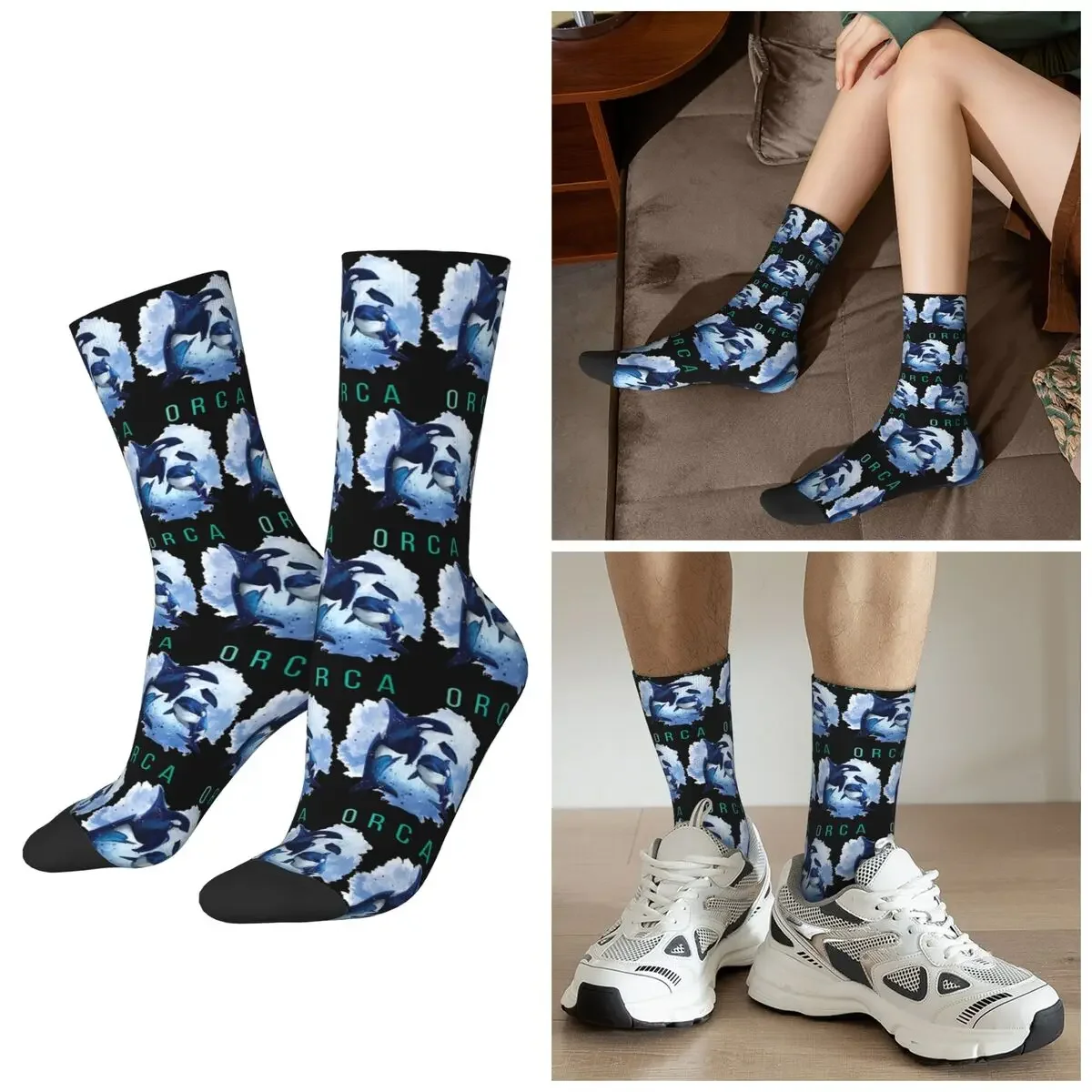 

All Seasons Orca Aquatic Sea Ocean Killer Whale Socks Crew Socks High Quality Stockings for Men Women Valentine's Day Gifts