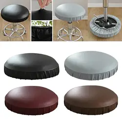 Stool Chair Cover PU Leather Chair Protector Seat Cover for 35-45cm Round Bar Stool Covers Elastic Bar Chair Covers
