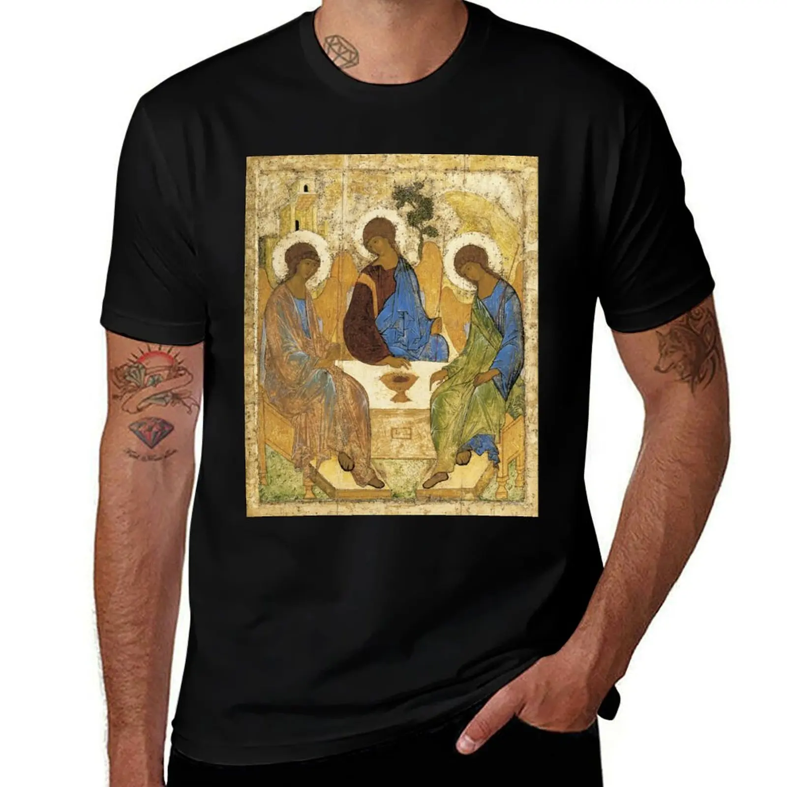 

The Trinity : The Hospitality of Abraham T-Shirt cotton tshirt 100% t shirt man luxury T-shirt