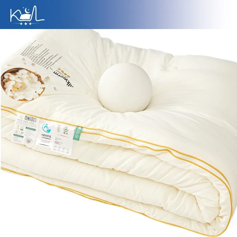 Premium Class A 100% Cotton Mulberry Silk Comforter Insert | All Season Quilt for Spring Autumn Winter & AC Use