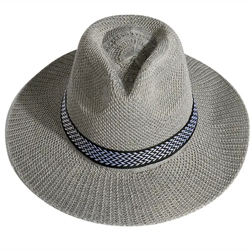 British Short-brimmed Jazz Straw Cap Men's and Women's British Solid Color Twill Formal Outdoor Party Picnic Beach Sunshade Hat