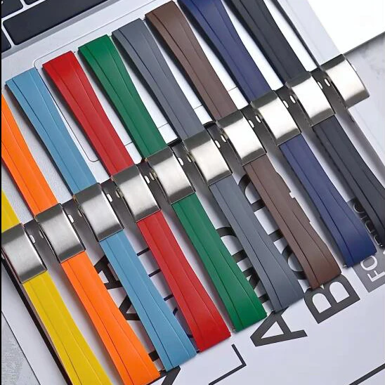 Liquid Silicone Strap 20mm 22mm 316 Folding Buckle Quick Release Sport Waterproof Men Universal Replace Watch Band Cut to Size