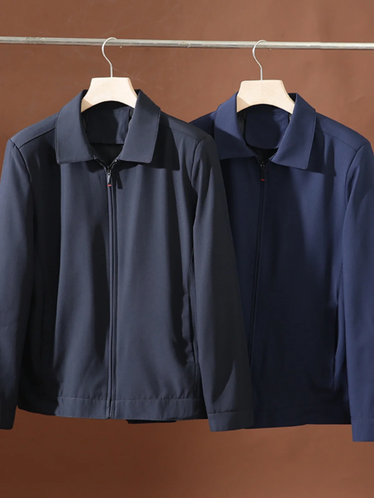 

Busin Casual Men's Jaet Collar Downproof Windproof Spring Autumn Stand Fit Long Sve Youth Wear Daily Outfit