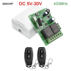 Qiachip-リモート制御リレーモジュール433MHz,2チャンネルリレー,rf送信機,5v 12v 24v 30v 48v 60v,ガレージドア用