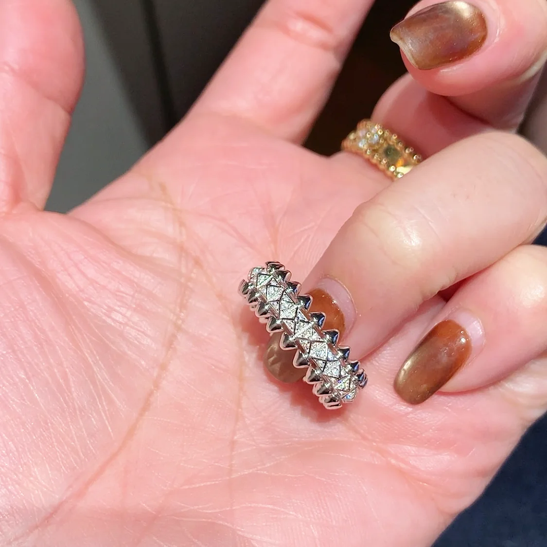 Trendy Real 925 Sterling Silver Rings For Women Anniversary Gift Punk Spike Rivet Design Zircon Inlay Luxury Fine Jewelry