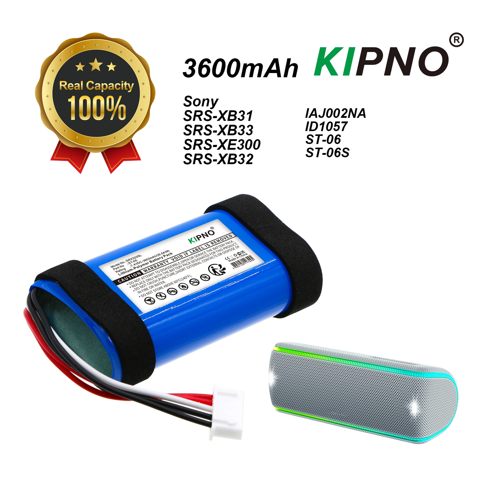 

Speaker Battery For Sony SRS-XB31 SRS-XB33 IAJ002NA ID1057 ST-06 3600mAh / 26.64Wh 7.40V