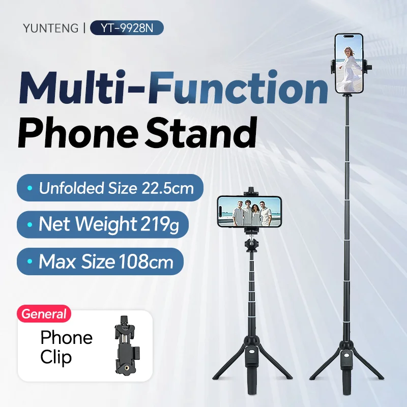 60 inch Retractable Selfie Stick  Professional floor tripod for live streaming, with wireless remote, 360° rotation, stable anti-shake design. Ideal for travel vlogs & outdoor live streaming. Compatible with iPhone/Android smartphones