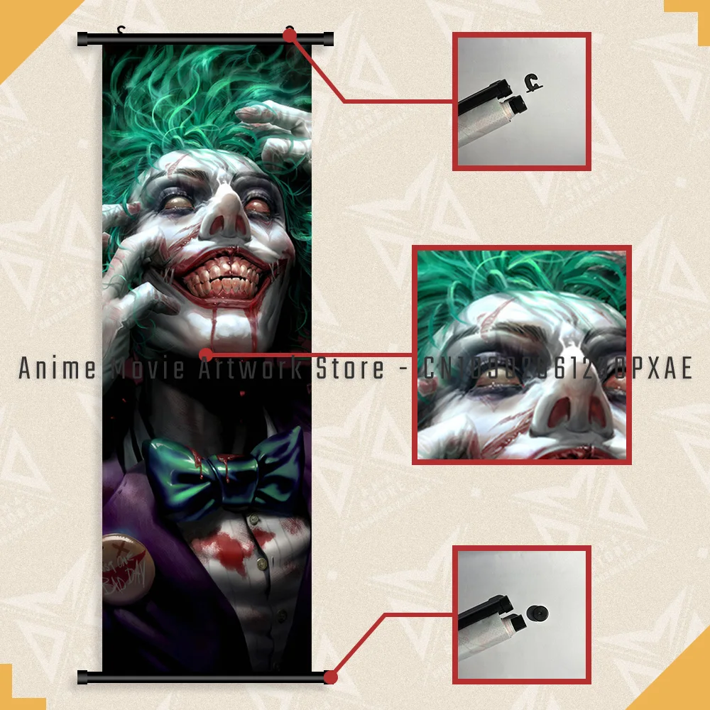 تيار مستمر كاريكاتير مهرج الانتحار فرقة هارلي كوين قماش طباعة معلقة اللوحة الجدار ملصق فني ديكور المنزل مخطوطات صورة غرفة المعيشة