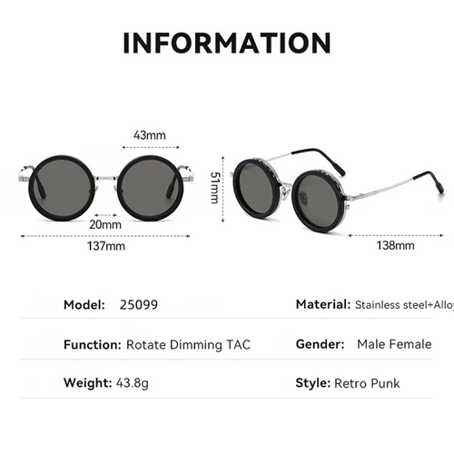 Imagen 2 del producto KANDREA 2 en 1 gafas de sol redondas giratorias ajustables que cambian de Color gafas polarizadas UV400 gafas de sol antiultravioleta 25099