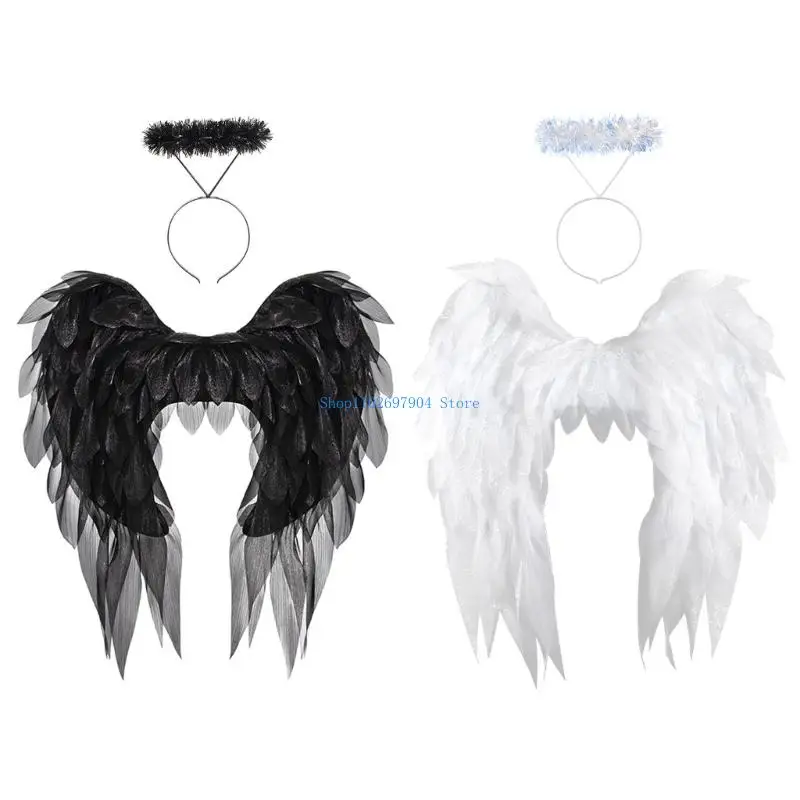 N7YF Angel Wing and Halos Headband Angel Wing Costume Angel Costume Accessories