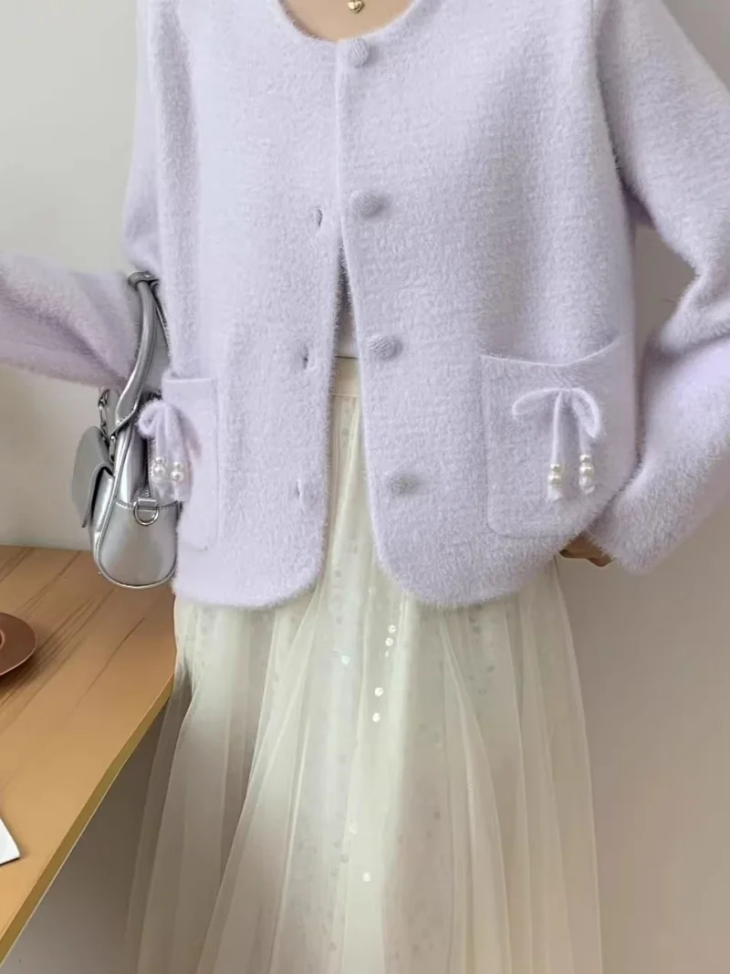 Veste pull de Style français pour femme, Cardigan court pour printemps, automne et hiver, haut polyvalent de Niche haut de gamme, nouvelle collection 2026