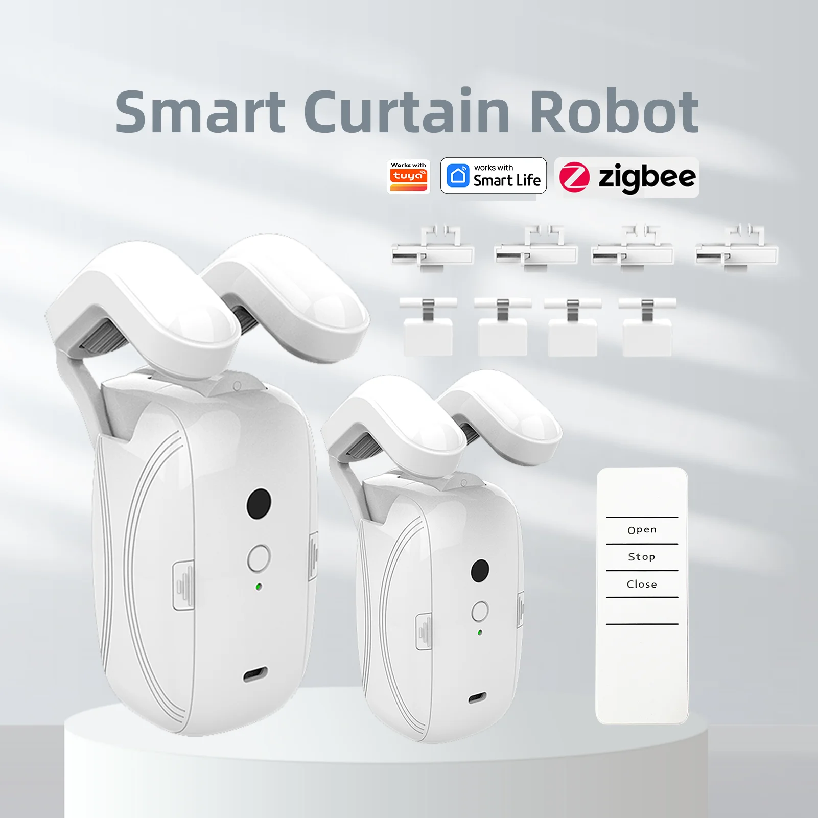 ZigBee-motor de cortina eléctrico inteligente 3 en 1, abridor de control remoto inalámbrico, Sensor de luz de sincronización, aplicación Smart Life (sin puerta de enlace)