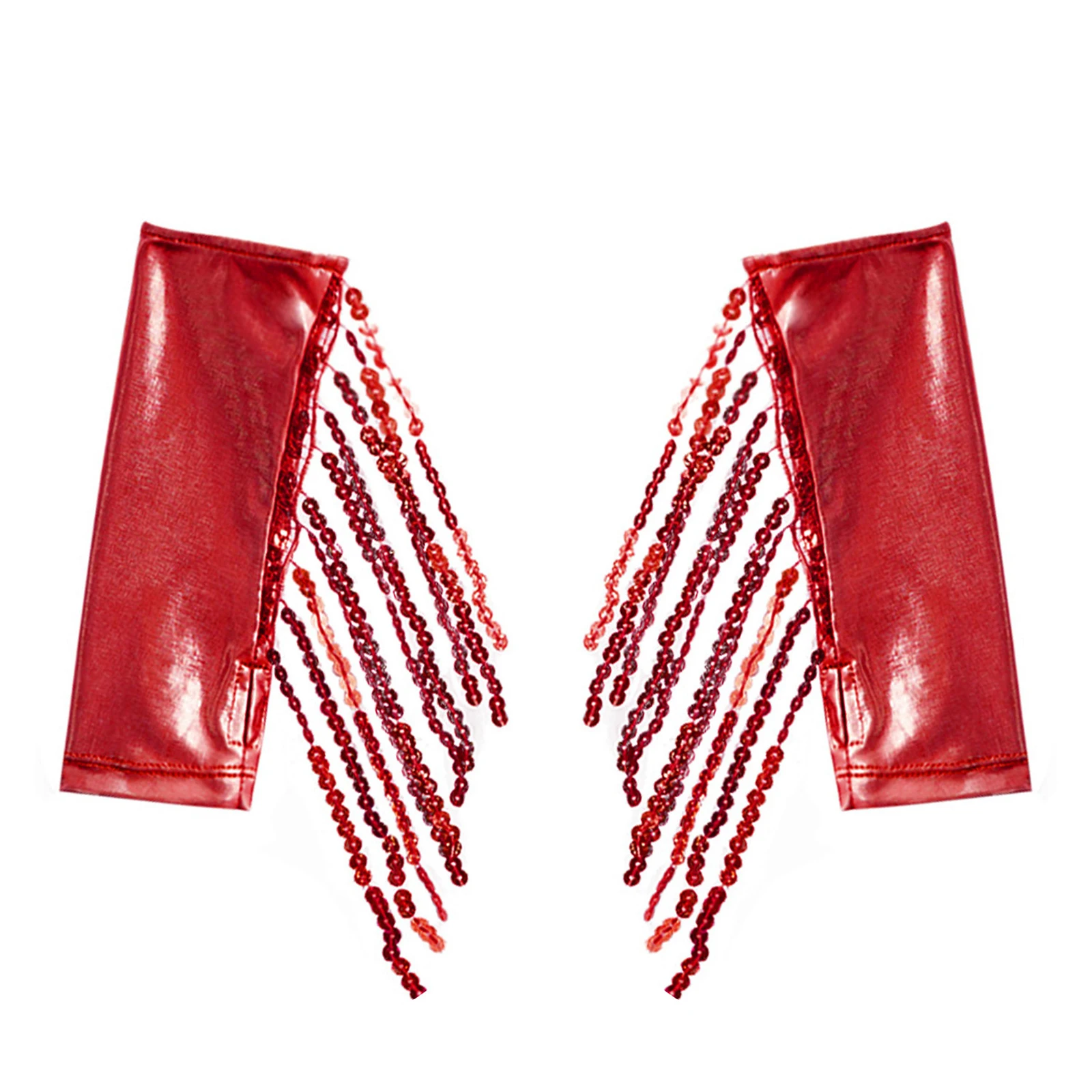 Kids Sequined Tassel Gloves Metallic Shiny Fingerless with Long Gloves Party Mittens for Jazz Hip Hop Modern Stage Opera Cosplay