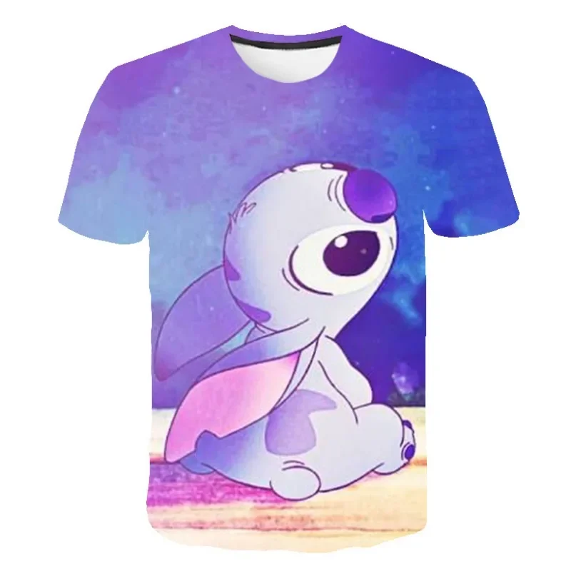 Disney Cartoon Stitch T-shirt para crianças, 3D Print, Criança Baby Tees, Roupas de meninos e meninas, Casual Tshirt, 2021