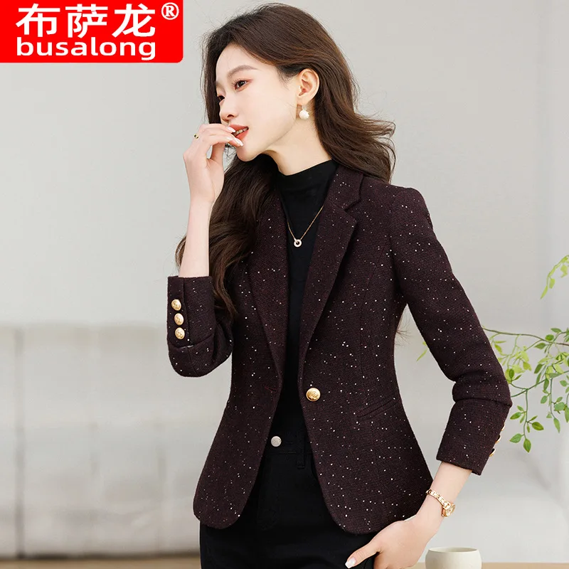 

2025Новый стильный модный костюм, повседневный женский профессиональный пиджак с длинными рукавами, официальная куртка, рабочая одежда8637
