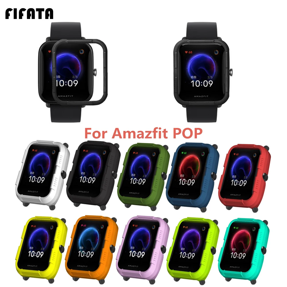 Fifata pc protetor de relógio rígido escudo para xiaomi huami amazfit bip/bip u/pop relógio inteligente plástico caso amortecedor para amazfit bip u