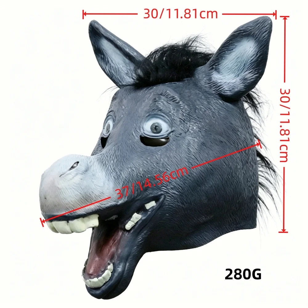 Realistic Donkey Head Mask For Man Funny  Animal Headgear For Halloween Farm Theme Cosplay Carnival Costume Props - view 2