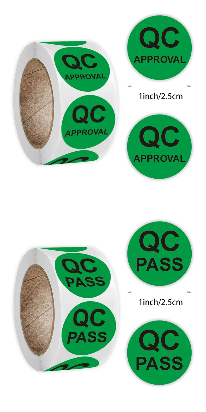500Pcs QC PASS Adhesive Labels Factory QC Sticker QC Quality Inspection Sticker 1inch Round Seal Stickers Business Supplies