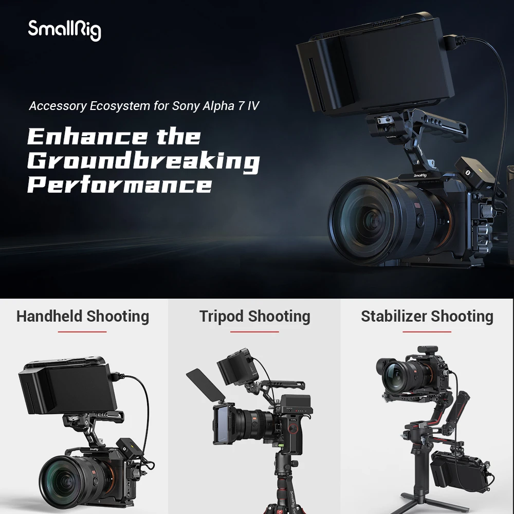 SmallRig Full Dslr Sony A7 IV a7m4 Camera Cage Rig for Sony Alpha 7 IV/Alpha 7S III/Alpha 1 with multi-mounting options RIG 3667