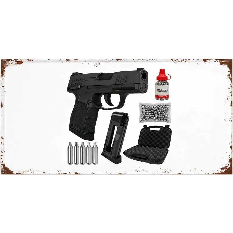 15x30cm Sіg Sauer P365 .177 Cal CO2 BB Blowback Air Pistol with Wearable4U 100x BBS and Hard Case  Vintage Decor Metal Wall Sig