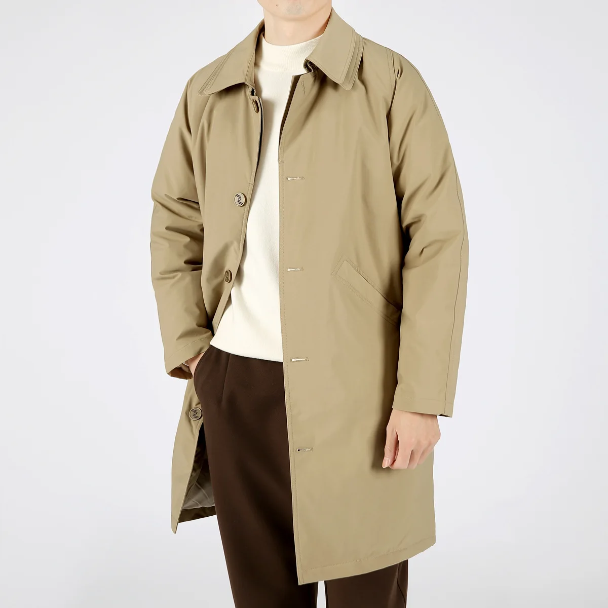 

High Quality Trench Coat Men's Medium Long Double-layer Collar White Duck Down Coat Light Business