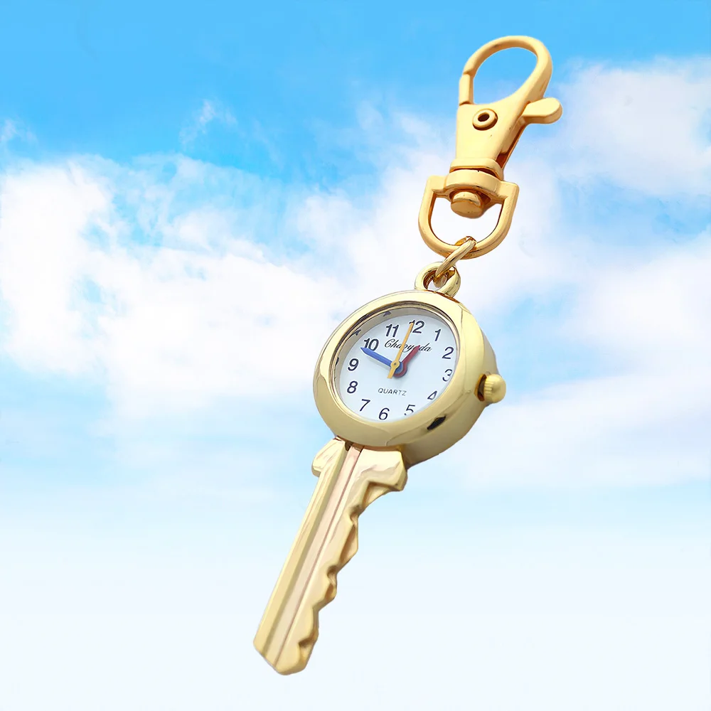 Customizable Engraved Quartz Watch Keychain Pendant Unique Fob Ring Clip