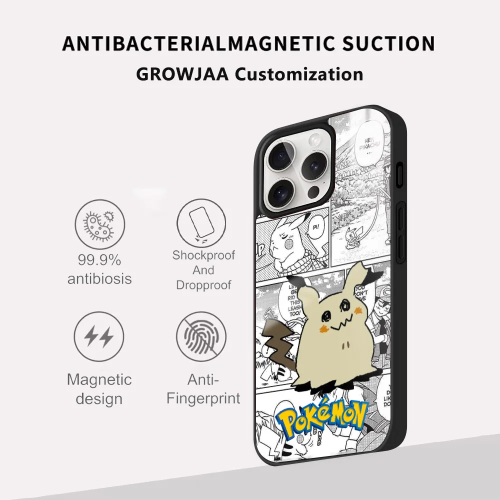 حافظة هاتف Mimikyu Cute Sylveon لهاتف iPhone 16 15 14 13 12 11 Pro Max Plus Mini Magsafe مرآة لاسلكية مغناطيسية Funda