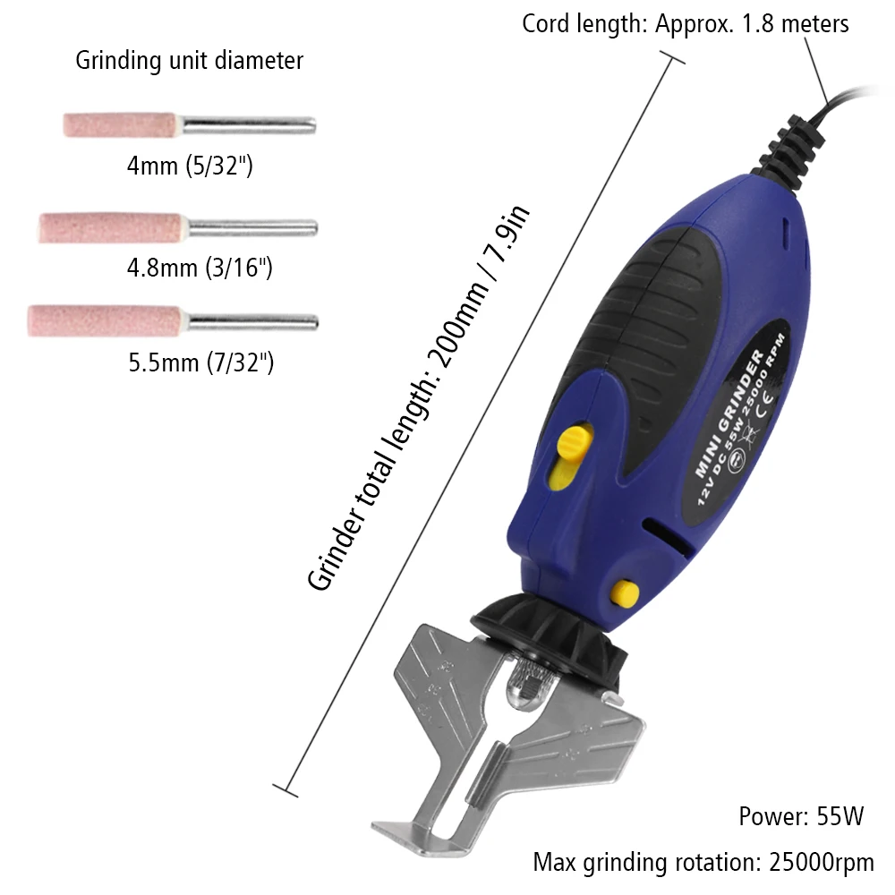 12V Electric Chain Saw Grinding Machine Sharpener Kit Chainsaw Mini Handheld Grinder File Milling Machines Power Tool Set