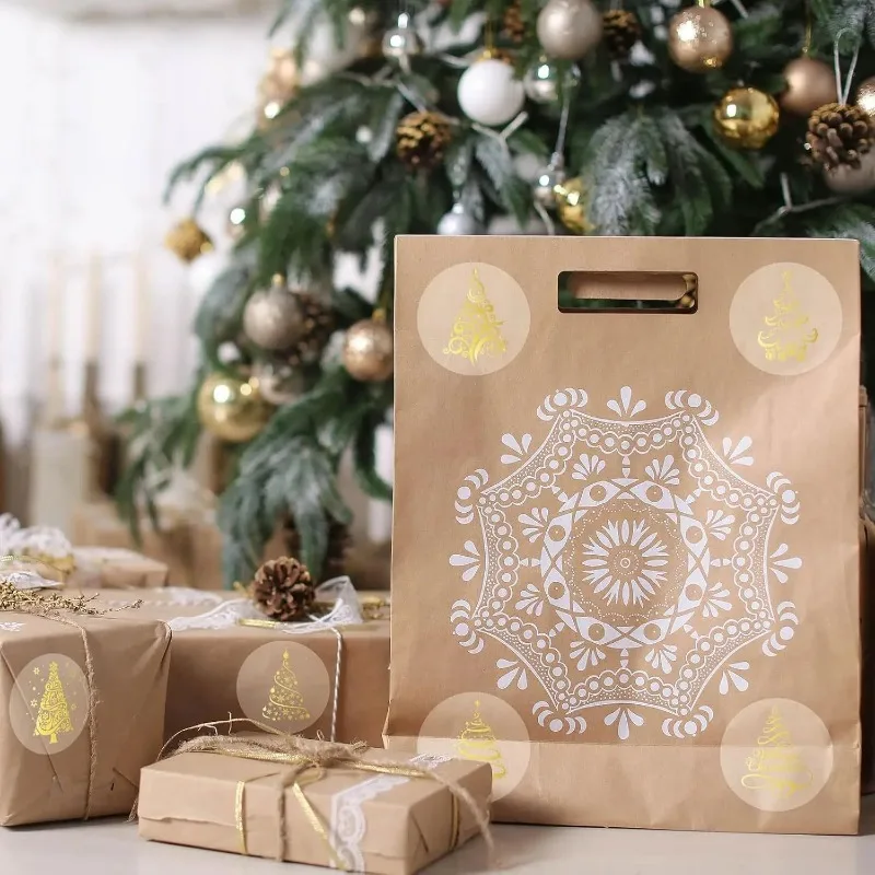 500 個 1 インチ/2.5 センチメートルクリアメリークリスマスステッカープレゼントカードタグ自己粘着シールラベルスクラップブッキングクリスマスステッカー