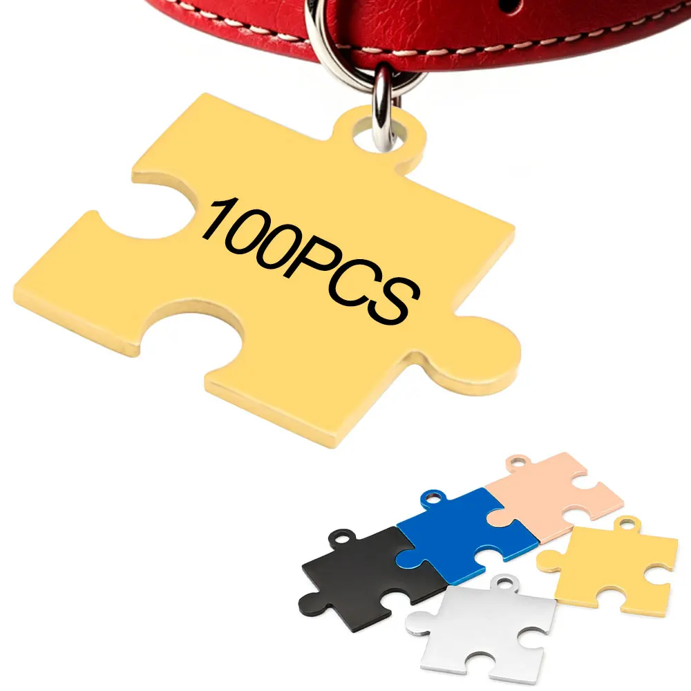 100PCS Metal Blank Label Stainless steel Mirror Pendant Personalized Block Tag Keychain Accessory Dog Outdoor ID Tag