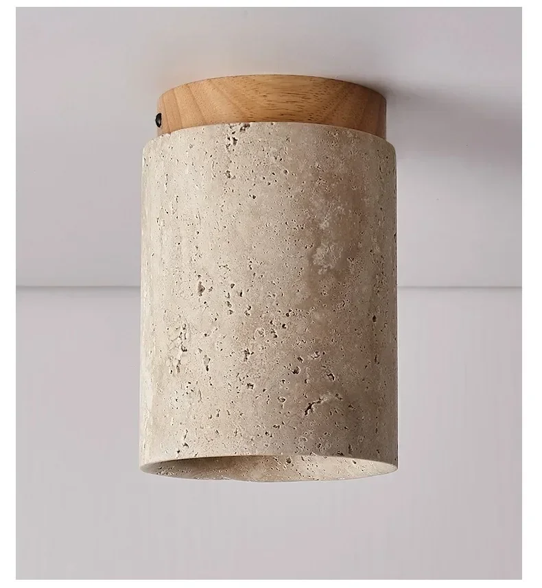 Japanese Wabi Sabi Style Yellow Cave Stone Ceiling Light Designer Retro Creative Entrance Hallway Foyer Balcony LED