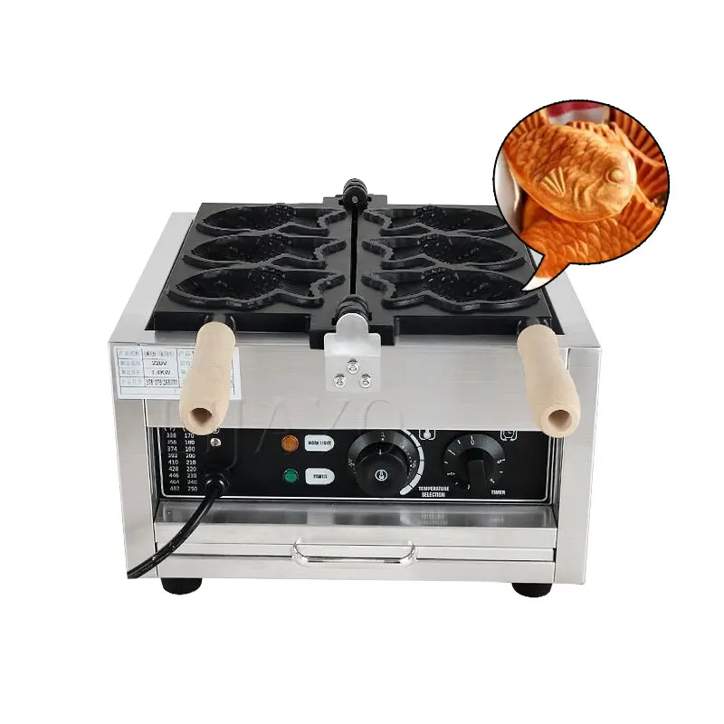 Fish Waffle Snack Making Machine High Yield Korean Japanese Taiyaki Waffle Maker Stainless Steel