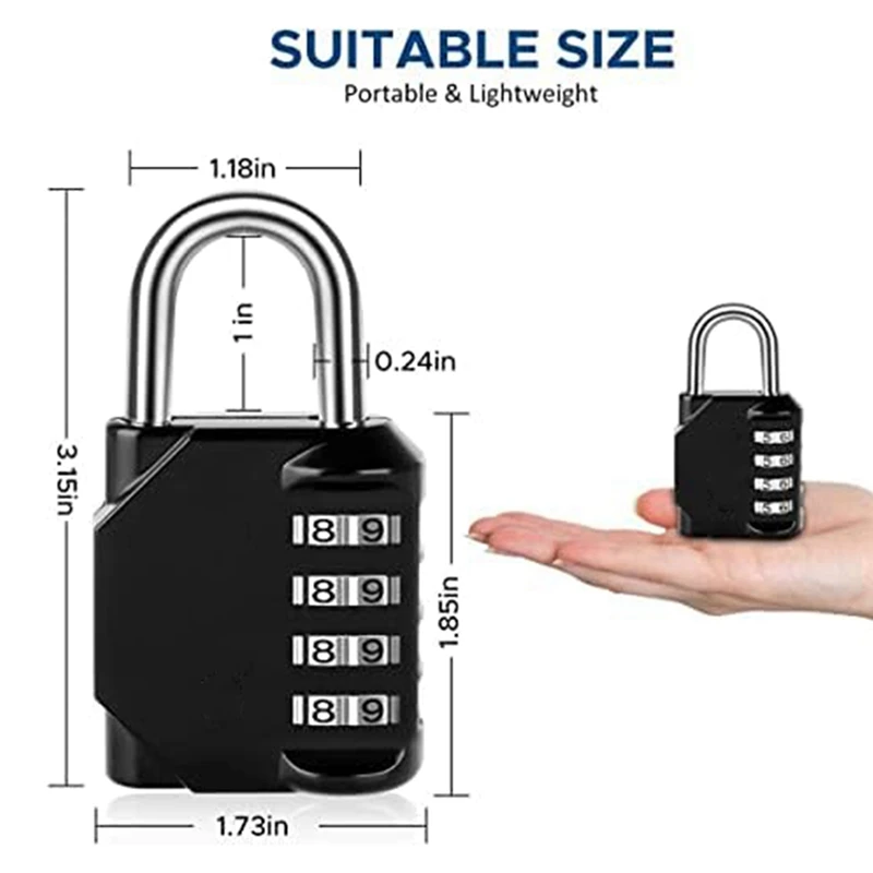2Pcs 4-Digit Combination Padlock For Sports Lockers, Fences, Tool Boxes And Buckle Cabinets Easy To Use