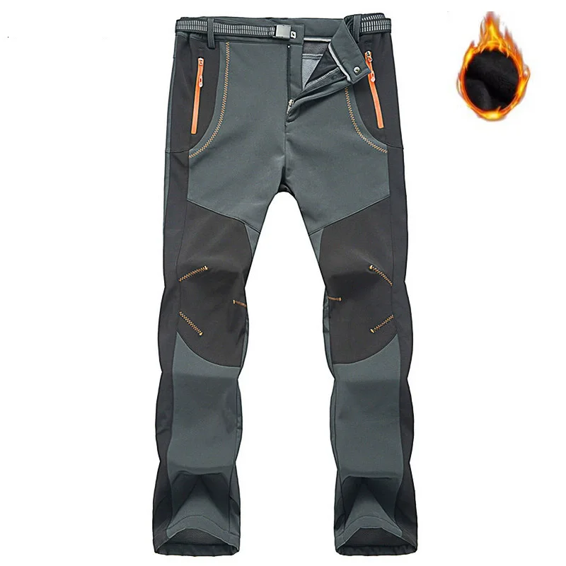 

New FOXMAUCB Winter Hiking Fleece Pants Men Warm Waterproof Windproof Rain Trousers Trekking Cycling Soft Shell Thick Ski Pants