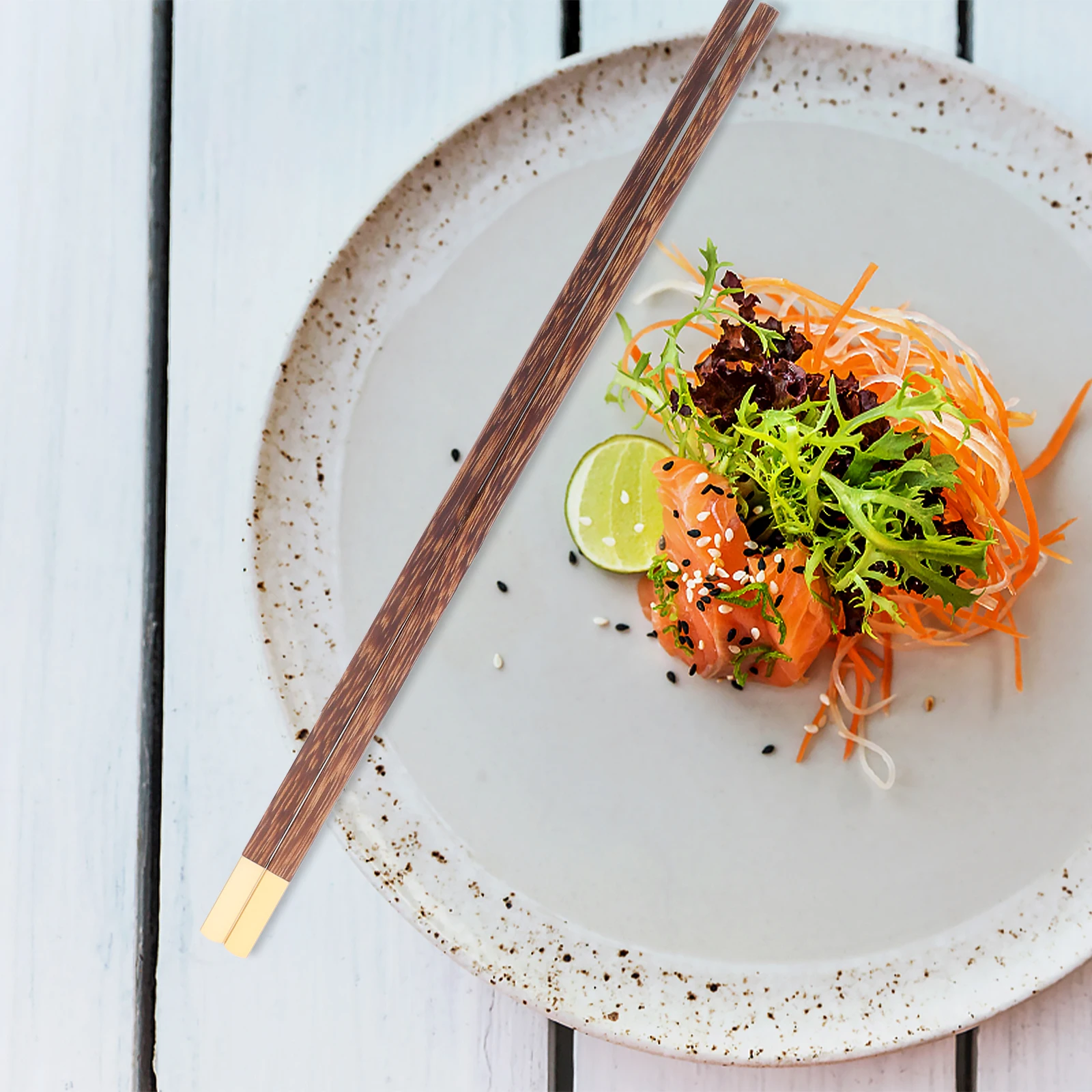 

5 Pairs Copper Head Chicken Wing Wood Chopsticks Extra Long Hot Pot Cooking Wooden Reusable Household Storage Gift