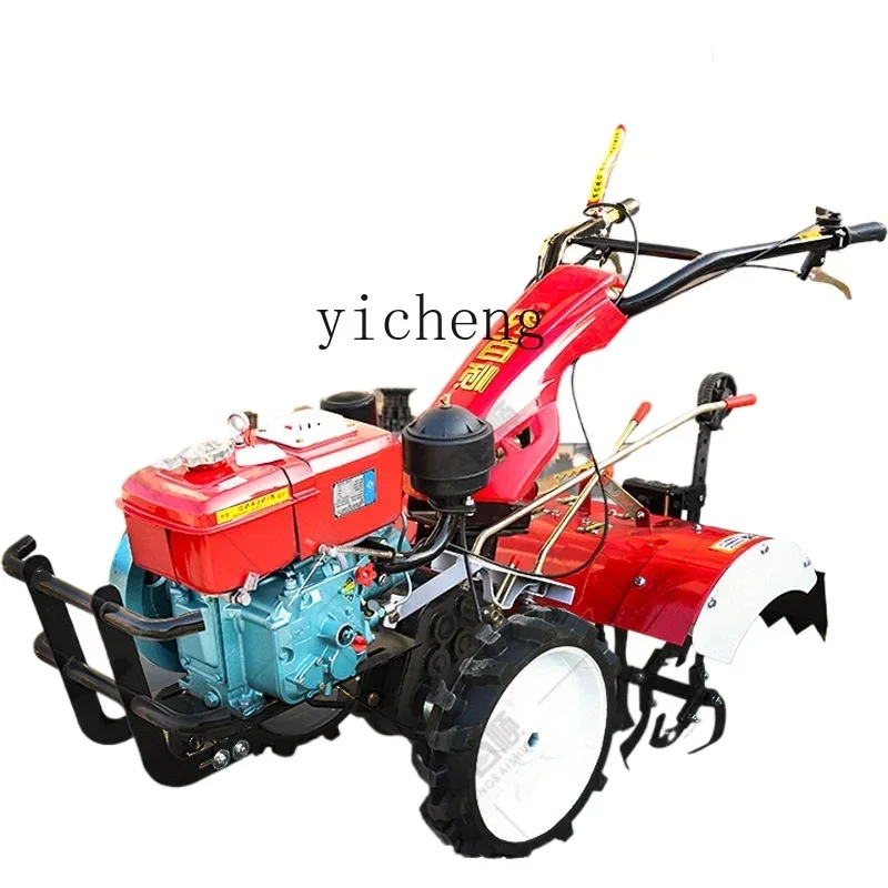 micro-tiller new full set of diesel cultivated land small open ditch ploughing field agricultural rotary tiller