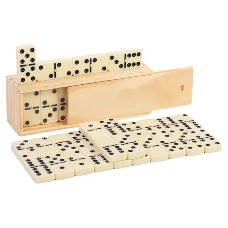 Double 6 Domino Set 28 Tiles Melamine Wooden Box Classic Puzzle Board Game Family Party Entertainment  Toy Gift