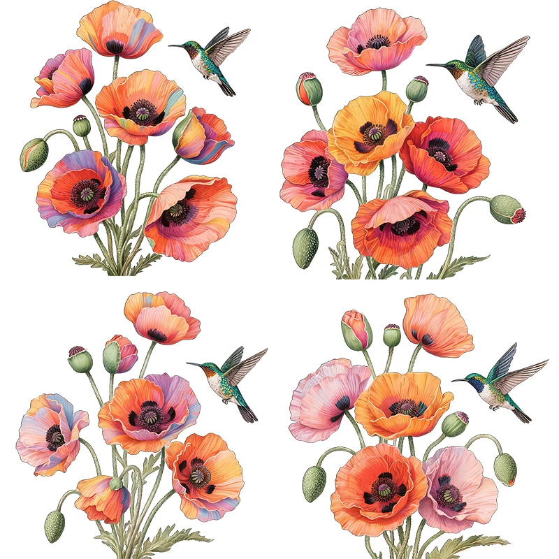 Three Ratels CFN63 Beautiful Yu Meiren and Emerald Bird Flower Wall Stickers for Home Decoration
